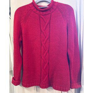 Vintage St John's Bay Sweater Cableknit Red M Petite